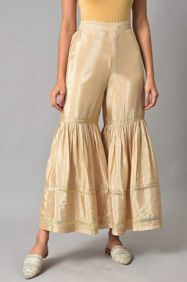 Gold Embellished Shantung Festive Sharara