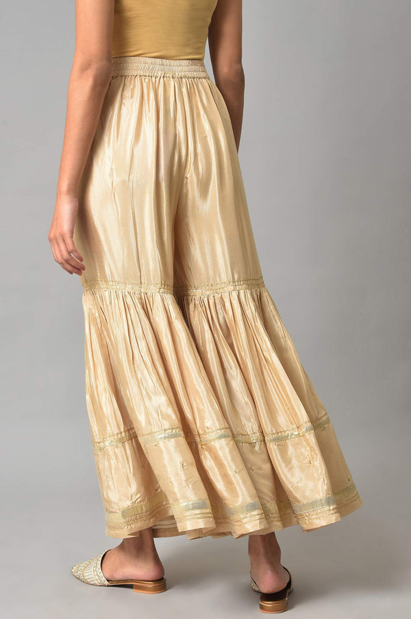 Gold Embellished Shantung Festive Sharara