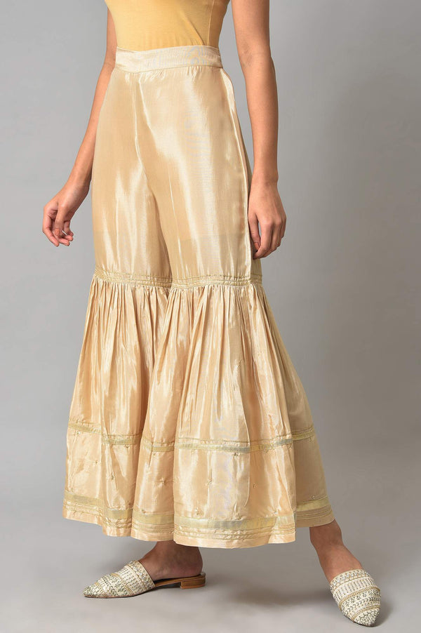 Gold Embellished Shantung Festive Sharara
