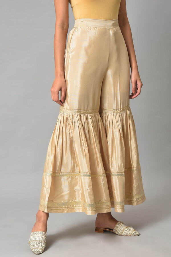 Gold Embellished Shantung Festive Sharara