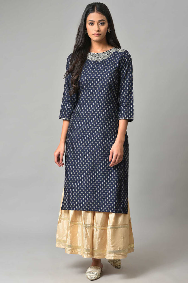 Gold Embellished Shantung Festive Sharara