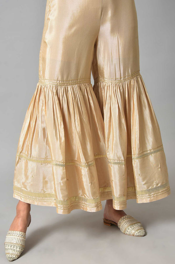 Gold Embellished Shantung Festive Sharara