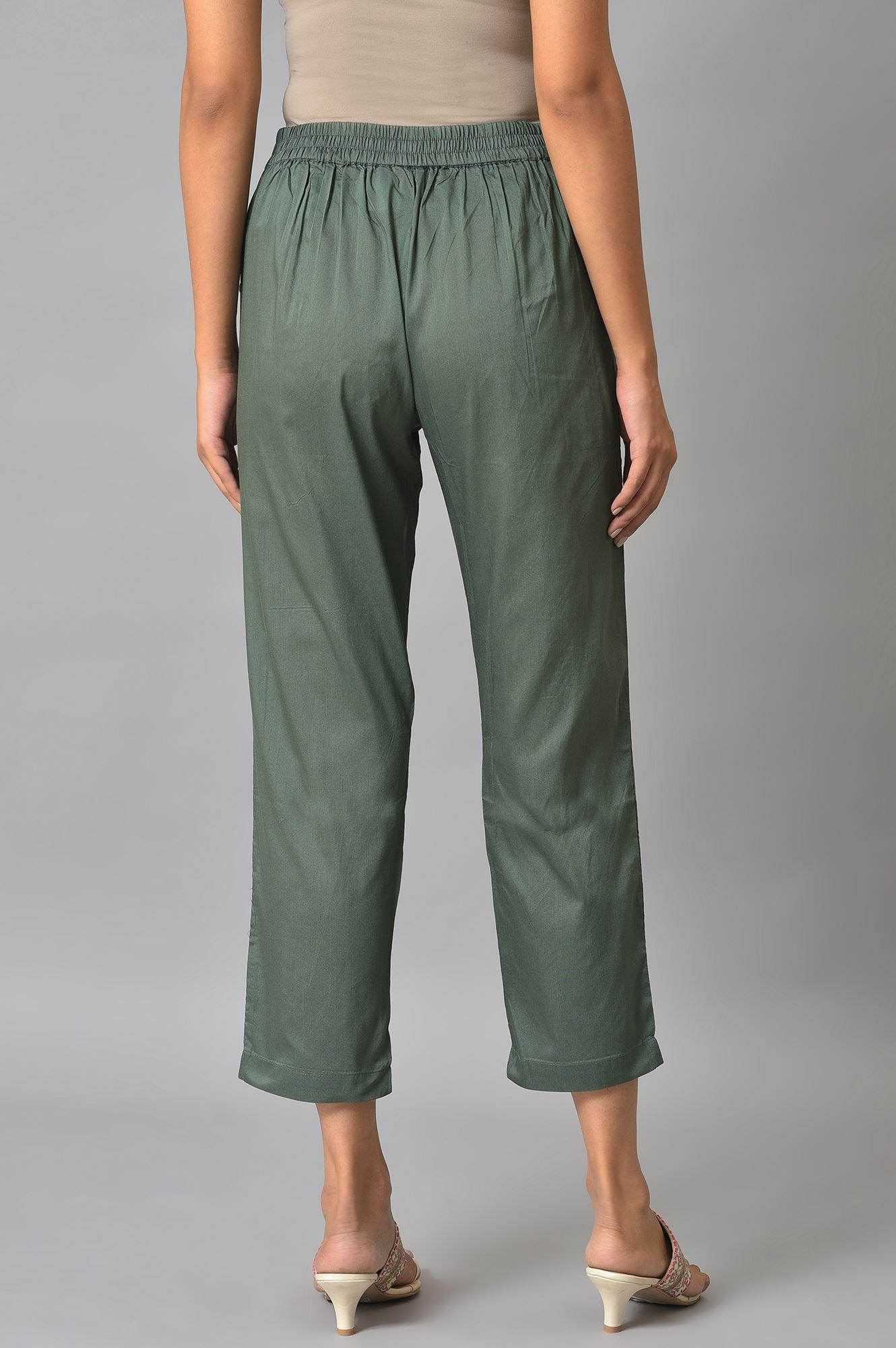 Olive Green Straight Pants - wforwoman
