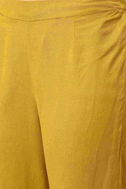 Yellow Embroidered Straight Pants - wforwoman