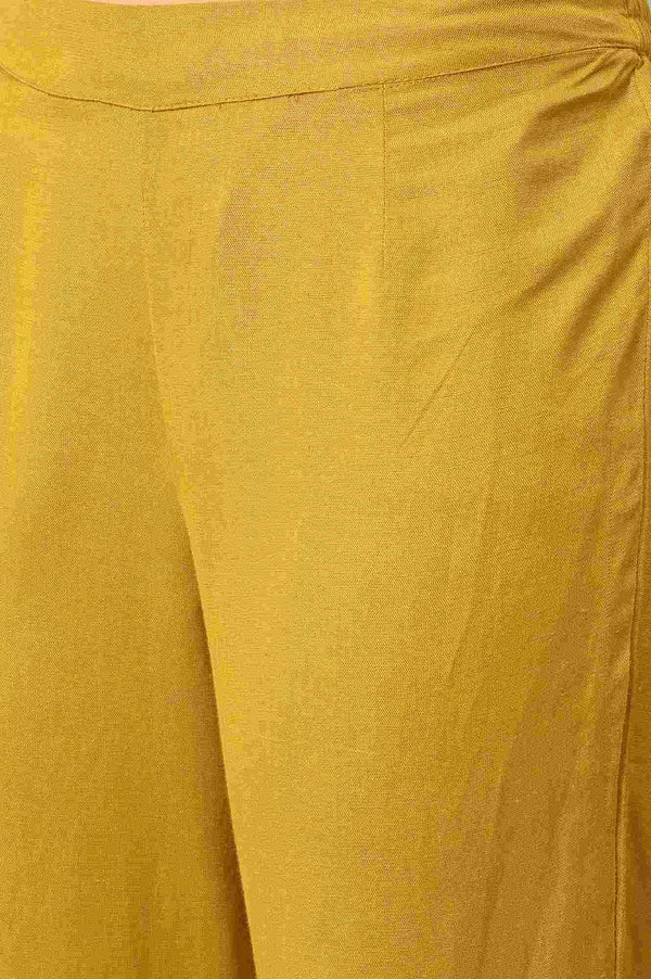 Yellow Embroidered Straight Pants