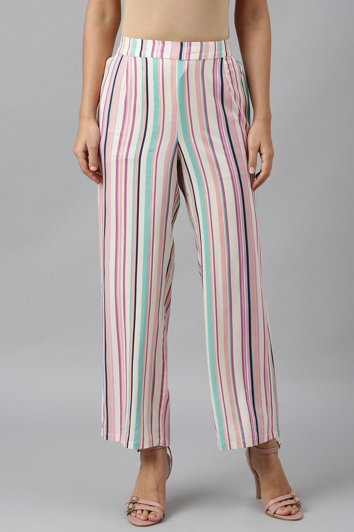 Multicoloured Rayon Printed Parallel Pants - XS