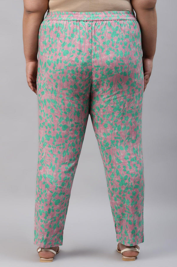 Light Purple Floral Printed Plus Size Pants