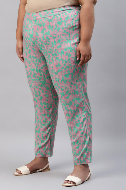 Light Purple Floral Printed Plus Size Pants - wforwoman