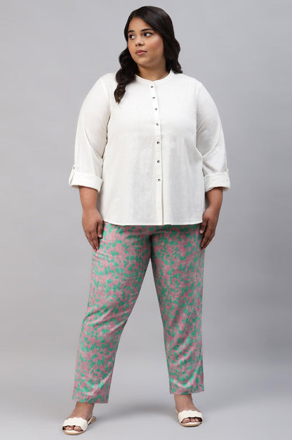 Light Purple Floral Printed Plus Size Pants - wforwoman