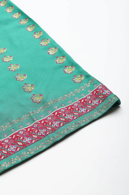 Green Rayon Printed Parallel Pants - wforwoman