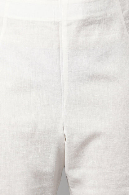 Plus Size Ecru Cotton Blend Slim Pants - wforwoman