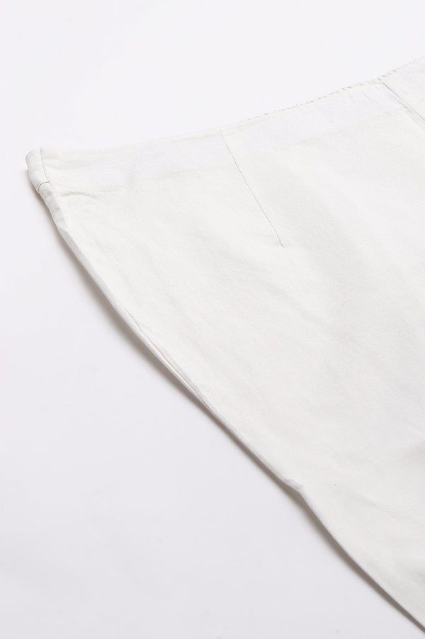 Plus Size Ecru Cotton Blend Slim Pants