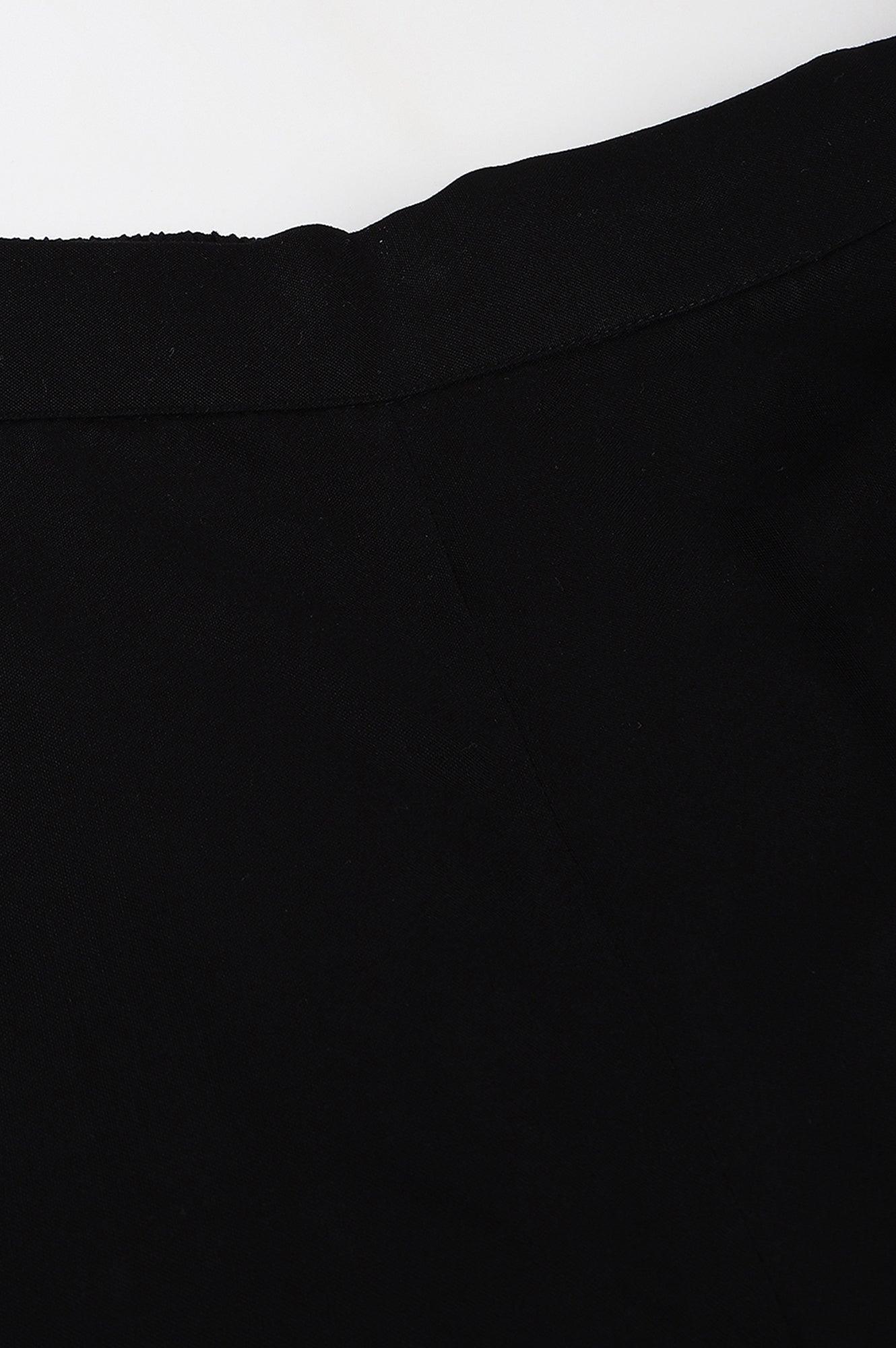 Plus Size Black Rayon Straight Parallel Pants - wforwoman