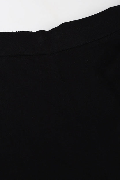 Plus Size Black Rayon Straight Parallel Pants - wforwoman