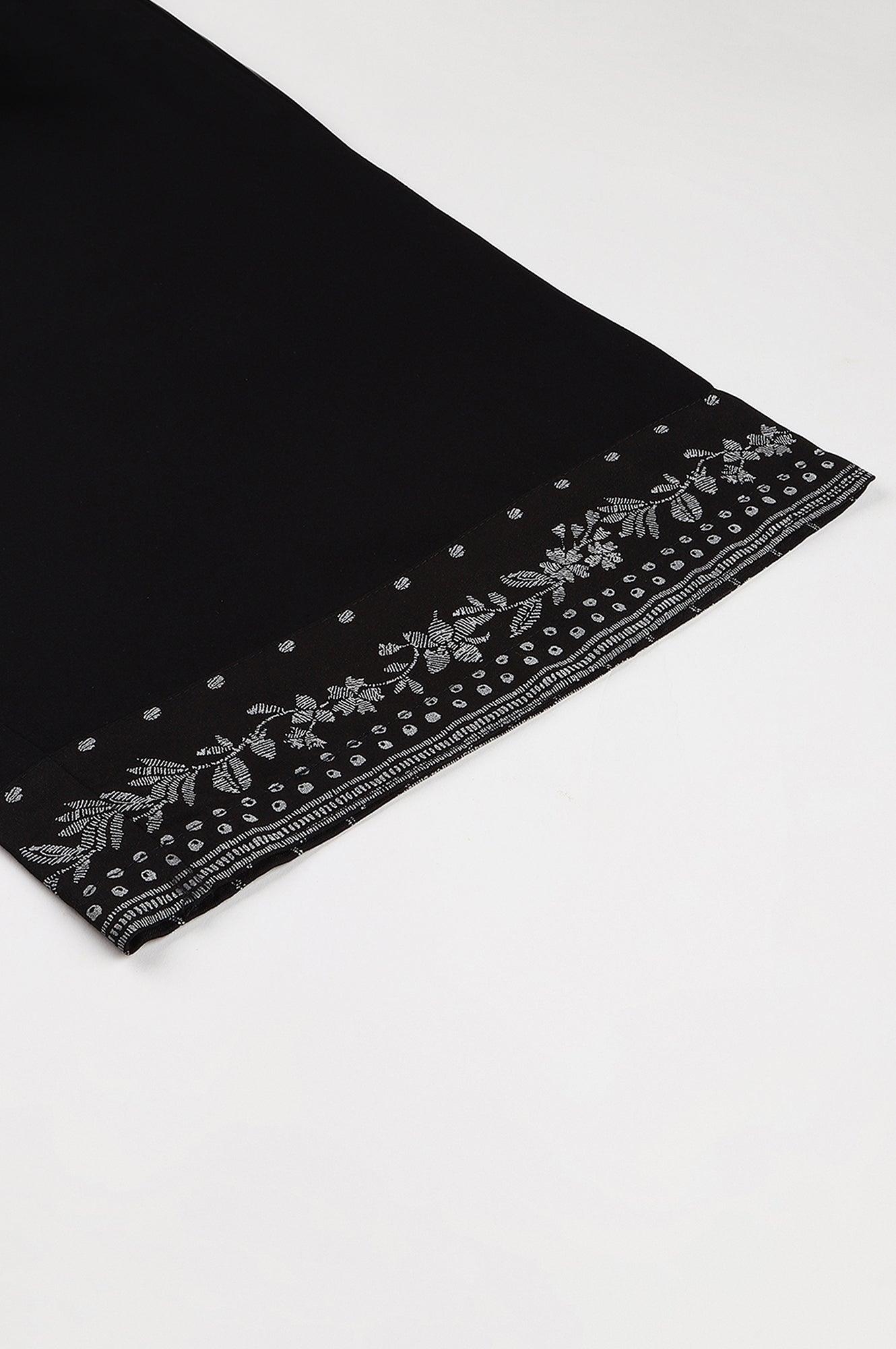 Plus Size Black Rayon Straight Parallel Pants - wforwoman