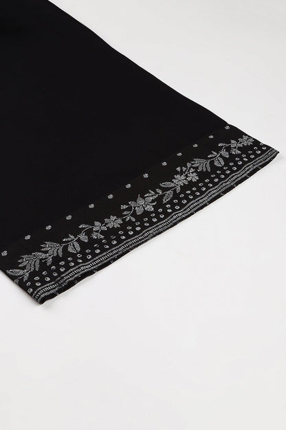 Plus Size Black Rayon Straight Parallel Pants - wforwoman