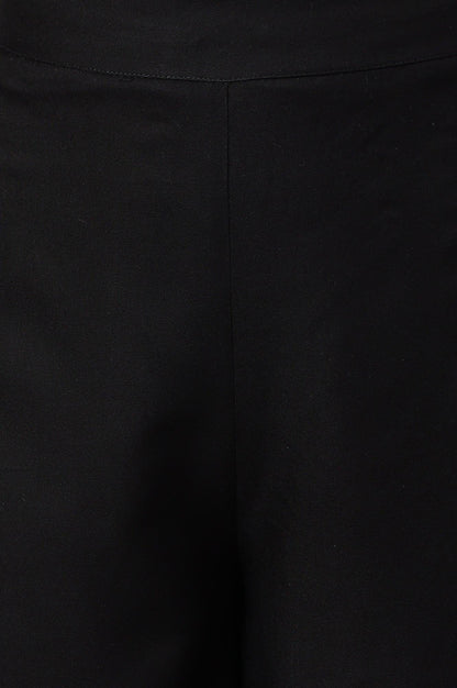 Plus Size Black Rayon Straight Parallel Pants - wforwoman