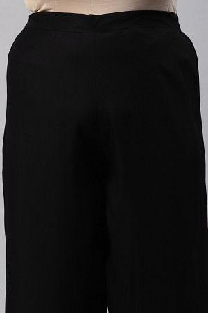 Plus Size Black Rayon Straight Parallel Pants - wforwoman