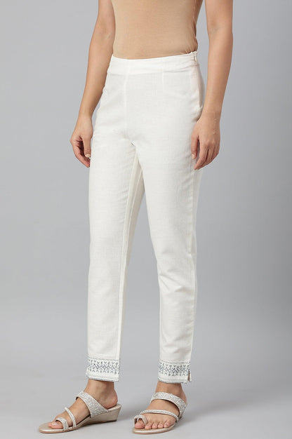 Lily White Cotton Blend Slim Pants - wforwoman