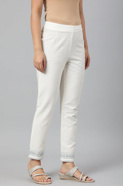 Lily White Cotton Blend Slim Pants - wforwoman