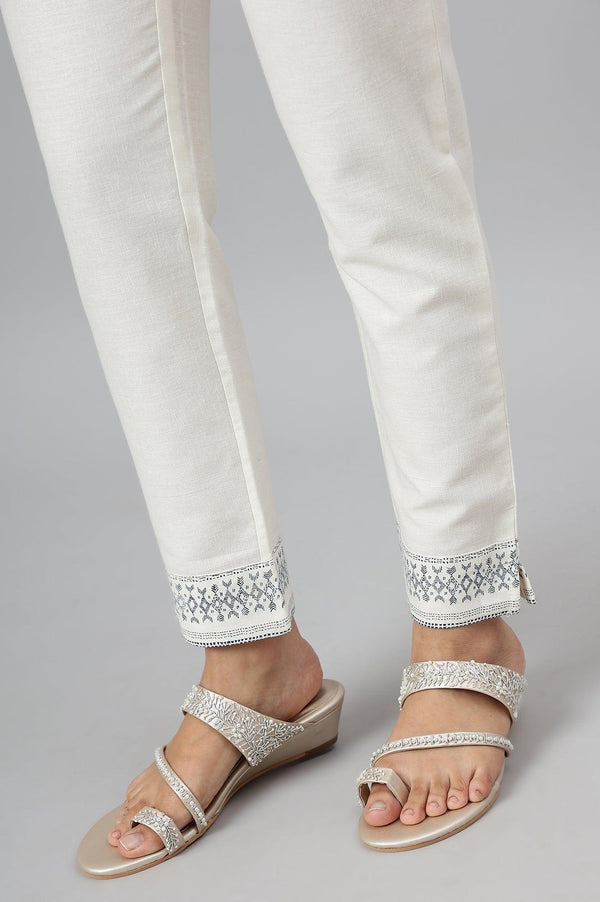 Lily White Cotton Blend Slim Pants