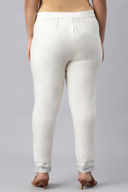 Plus Size Lily White Cotton Blend Slim Pants - wforwoman