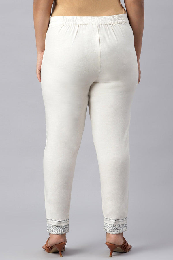 Plus Size Lily White Cotton Blend Slim Pants