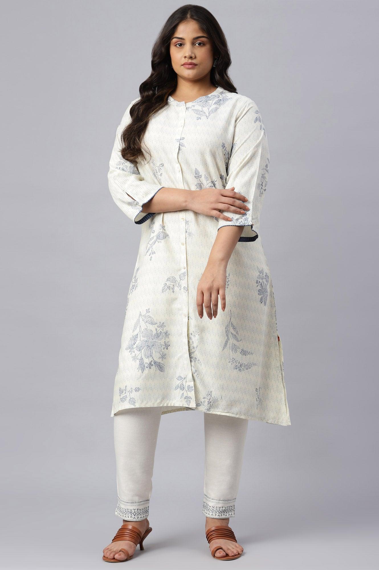 Plus Size Lily White Cotton Blend Slim Pants - wforwoman