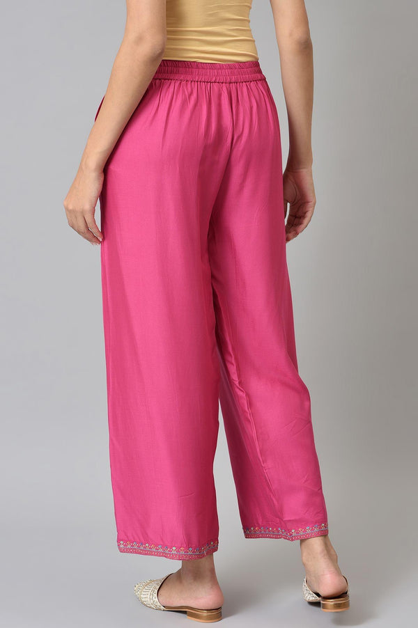 Dark Pink Festive Parallel Pants