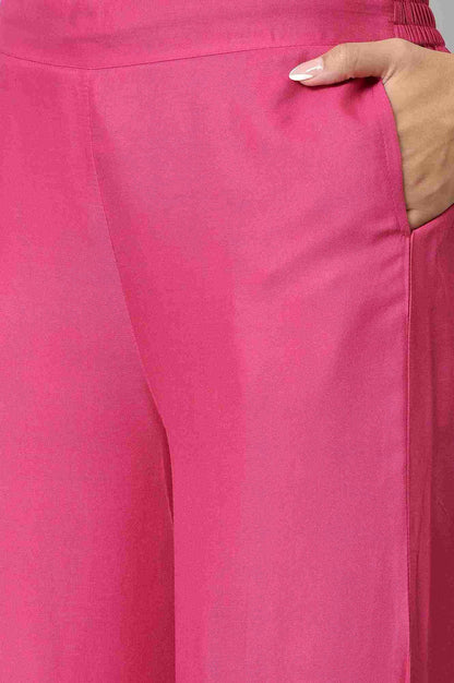 Dark Pink Festive Parallel Pants - wforwoman