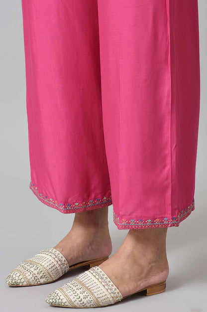 Dark Pink Festive Parallel Pants - wforwoman