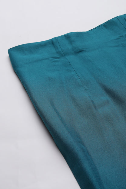 Teal Embroidered Slim Pants