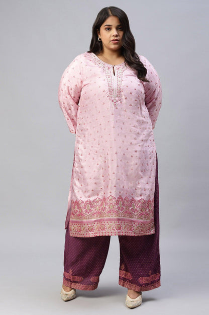 Plus Size Orchid Purple Rayon Printed Parallel Pants - wforwoman