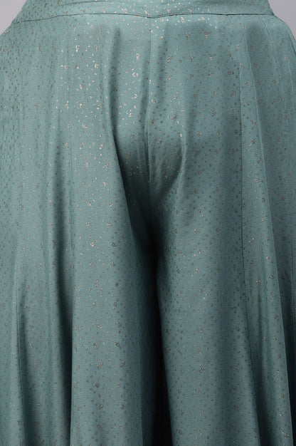 Plus Size Aqua Blue Printed Straight Culottes