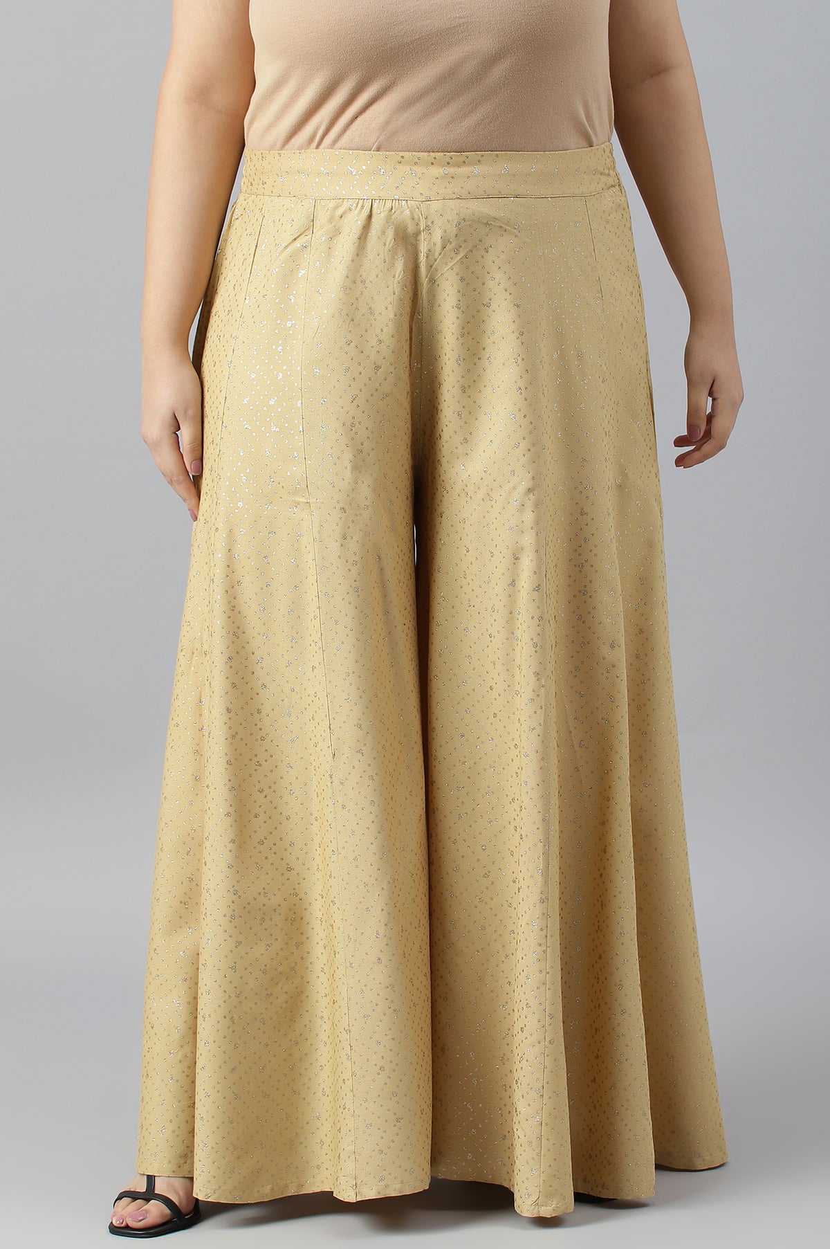 Golden Glitter Polka Dots Plus Size Culottes - 2XL