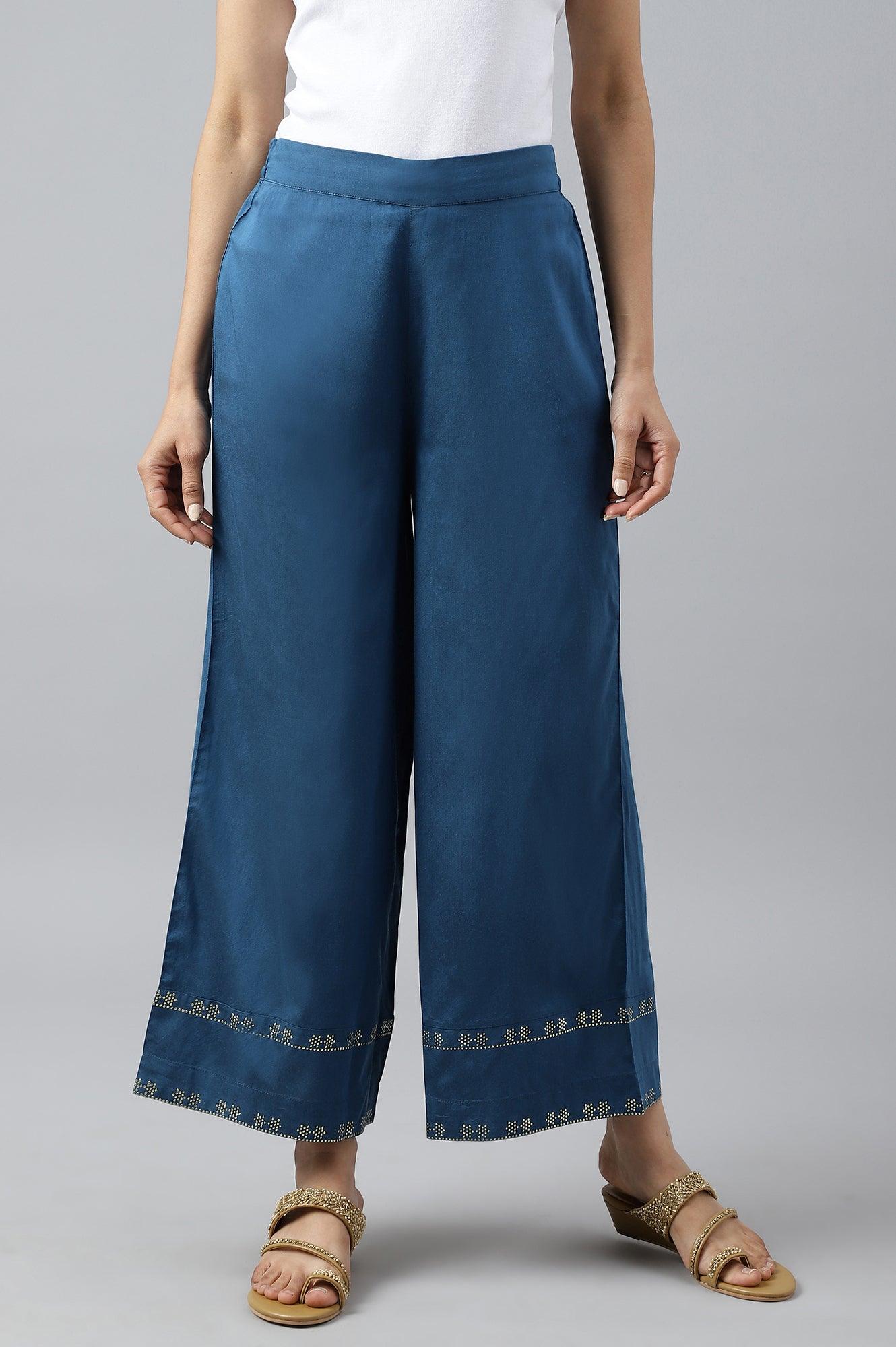 Persian Blue Straight Parallel Pants - wforwoman