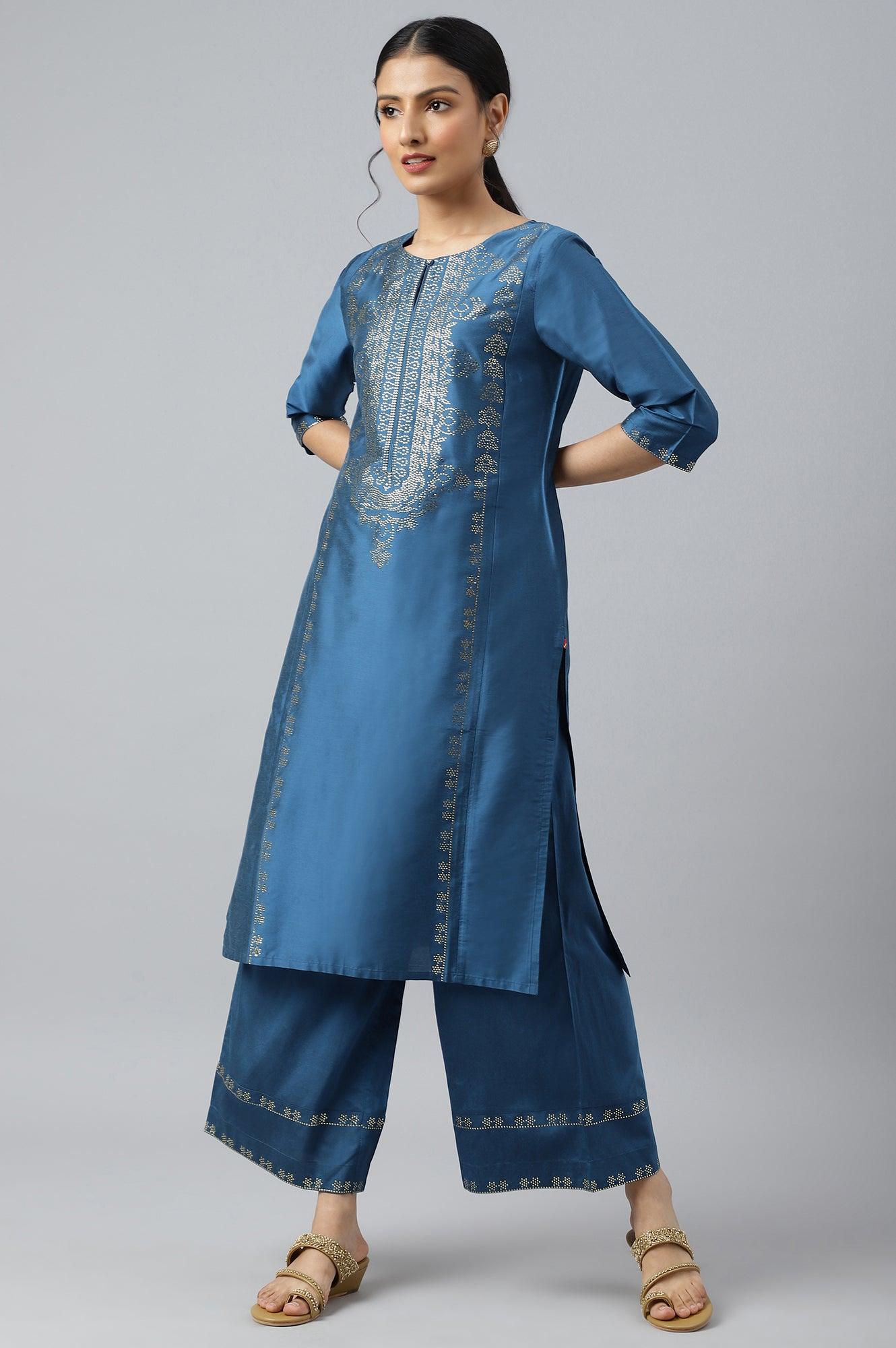 Persian Blue Straight Parallel Pants - wforwoman