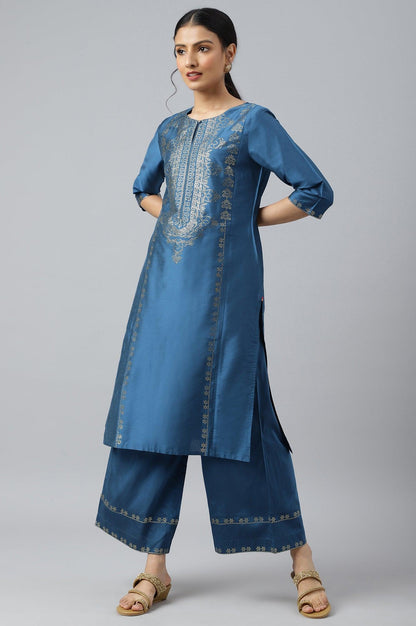 Persian Blue Straight Parallel Pants - wforwoman