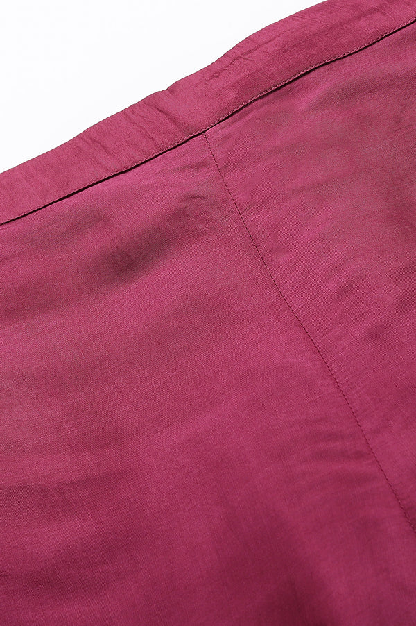 Purple Shantung Straight Parallel Pants