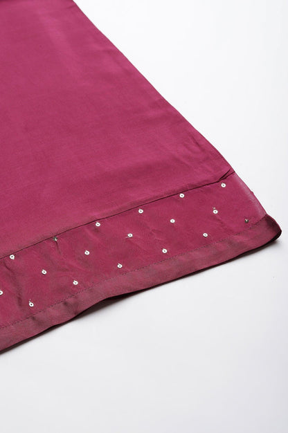 Plus Size Purple Shantung Straight Parallel Pants - wforwoman