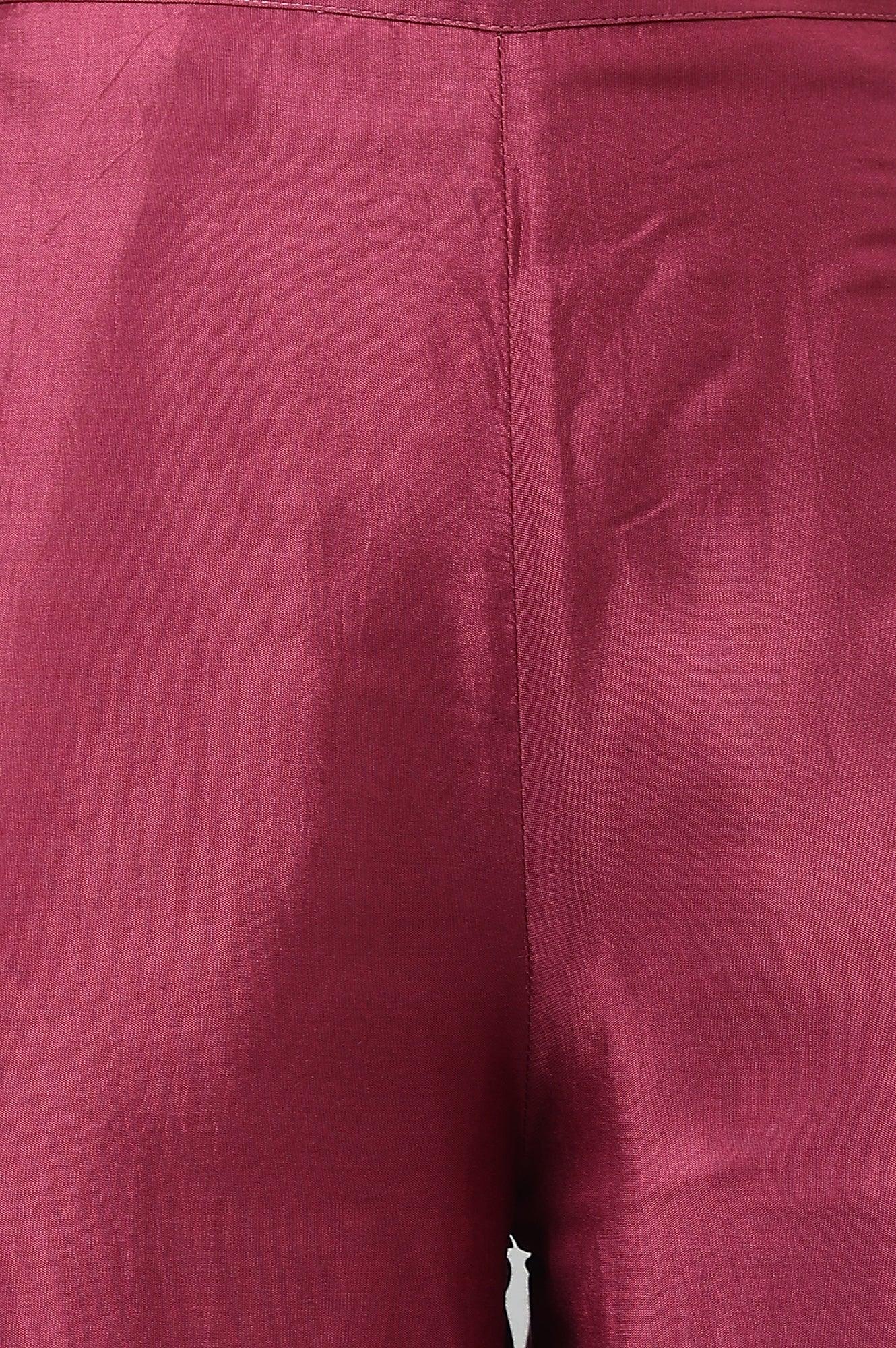 Plus Size Purple Shantung Straight Parallel Pants - wforwoman