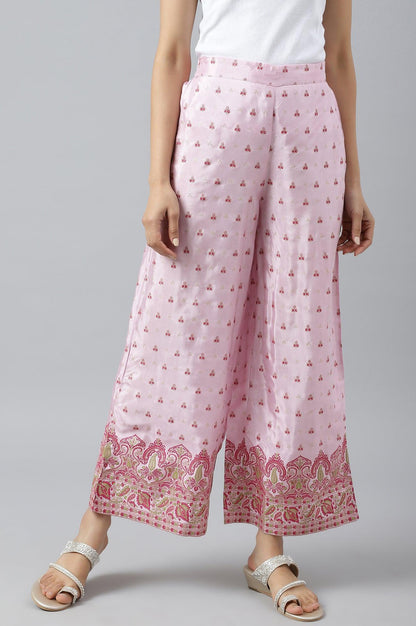 Light Pink Shantung Printed Parallel Pants - wforwoman