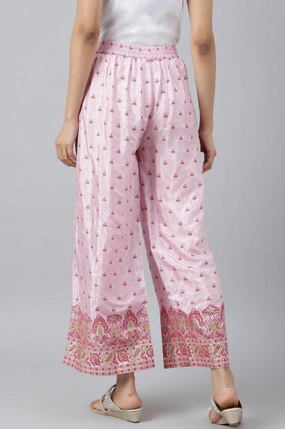 Light Pink Shantung Printed Parallel Pants - wforwoman