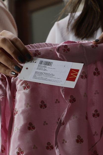 Light Pink Shantung Printed Parallel Pants - wforwoman