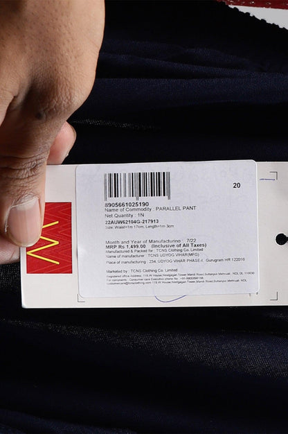 Plus Size Dark Blue Rayon Straight Parallel Pants - wforwoman