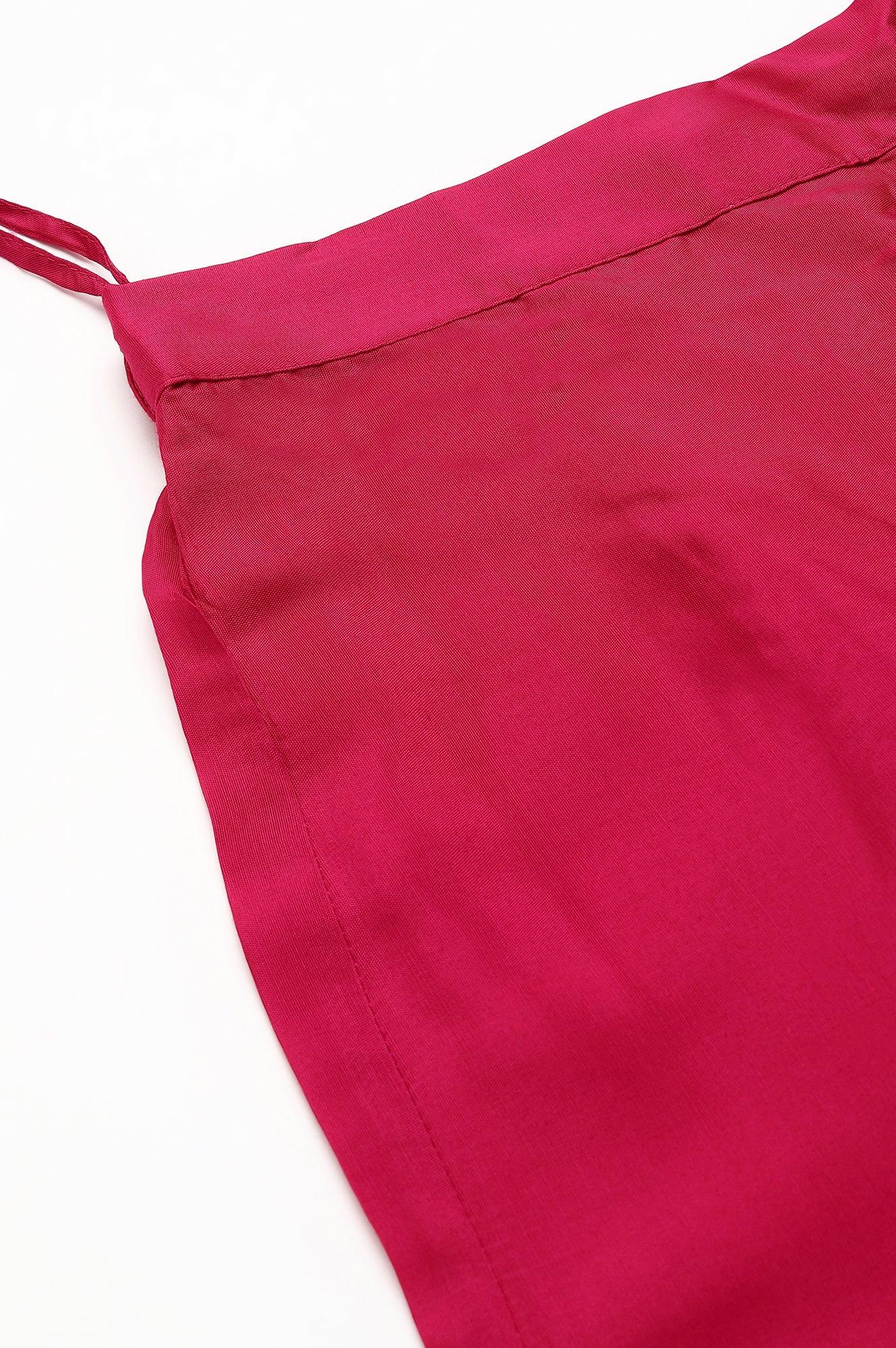 Dark Pink Shantung Straight Parallel Pants - wforwoman