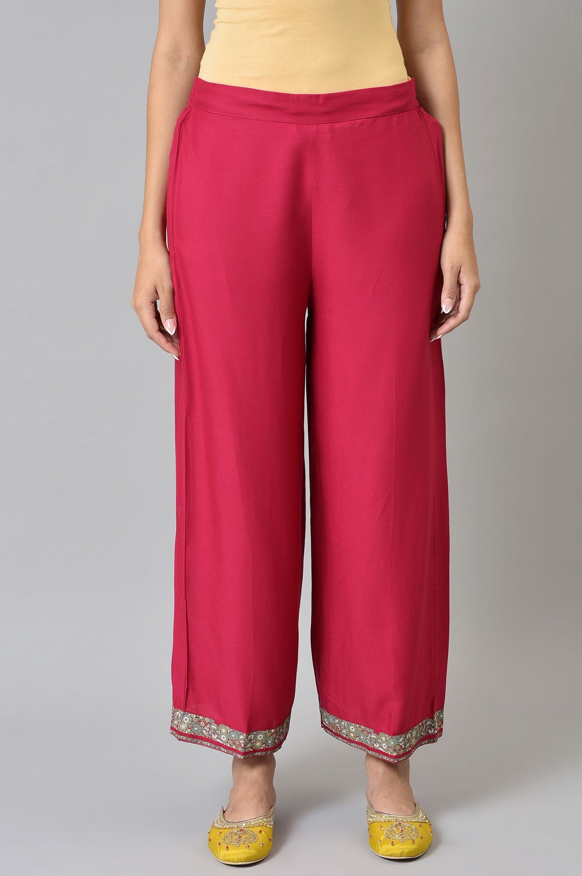 Pink Rose Rayon Straight Parallel Pants - XS