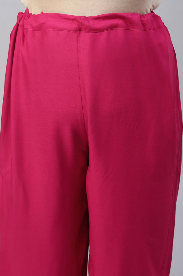 Plus Size Pink Rose Rayon Straight Parallel Pants