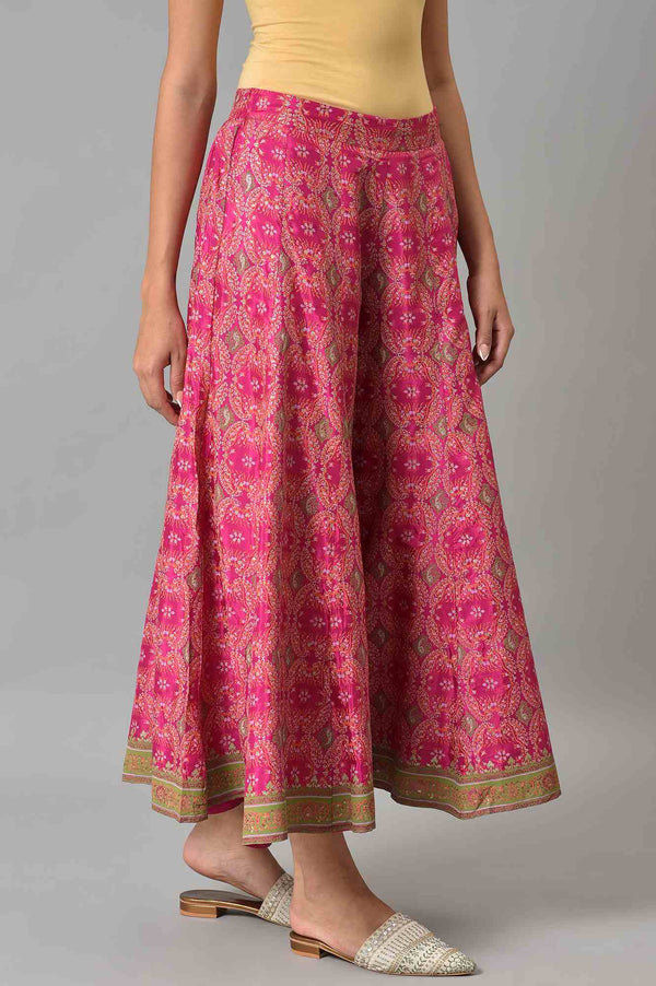 Berry Pink Printed Flared Culottes
