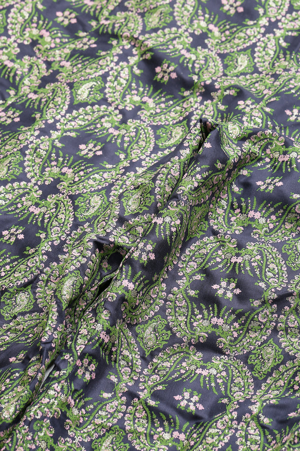 Dark Blue Paisely Printed Plus Size Culottes